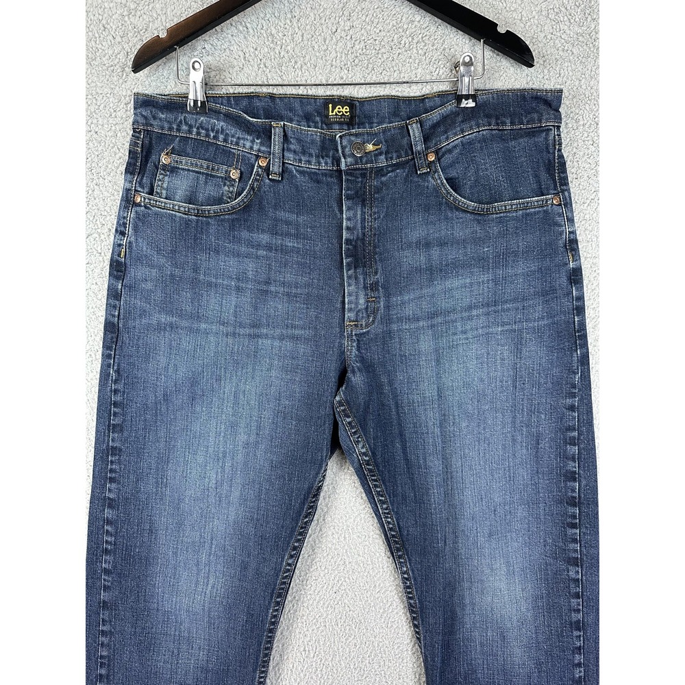Lee Premium Select Jeans Mens 38x30 Blue Regular Fit Denim Straight Classic Mens